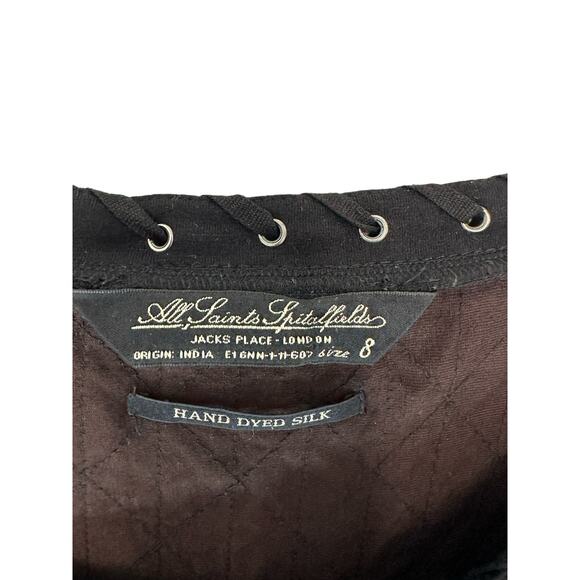 All Saints Spitafields Black Fairy Grunge Quilted Whipstitch Shirt Dress Size 8 - Picture 2 of 9